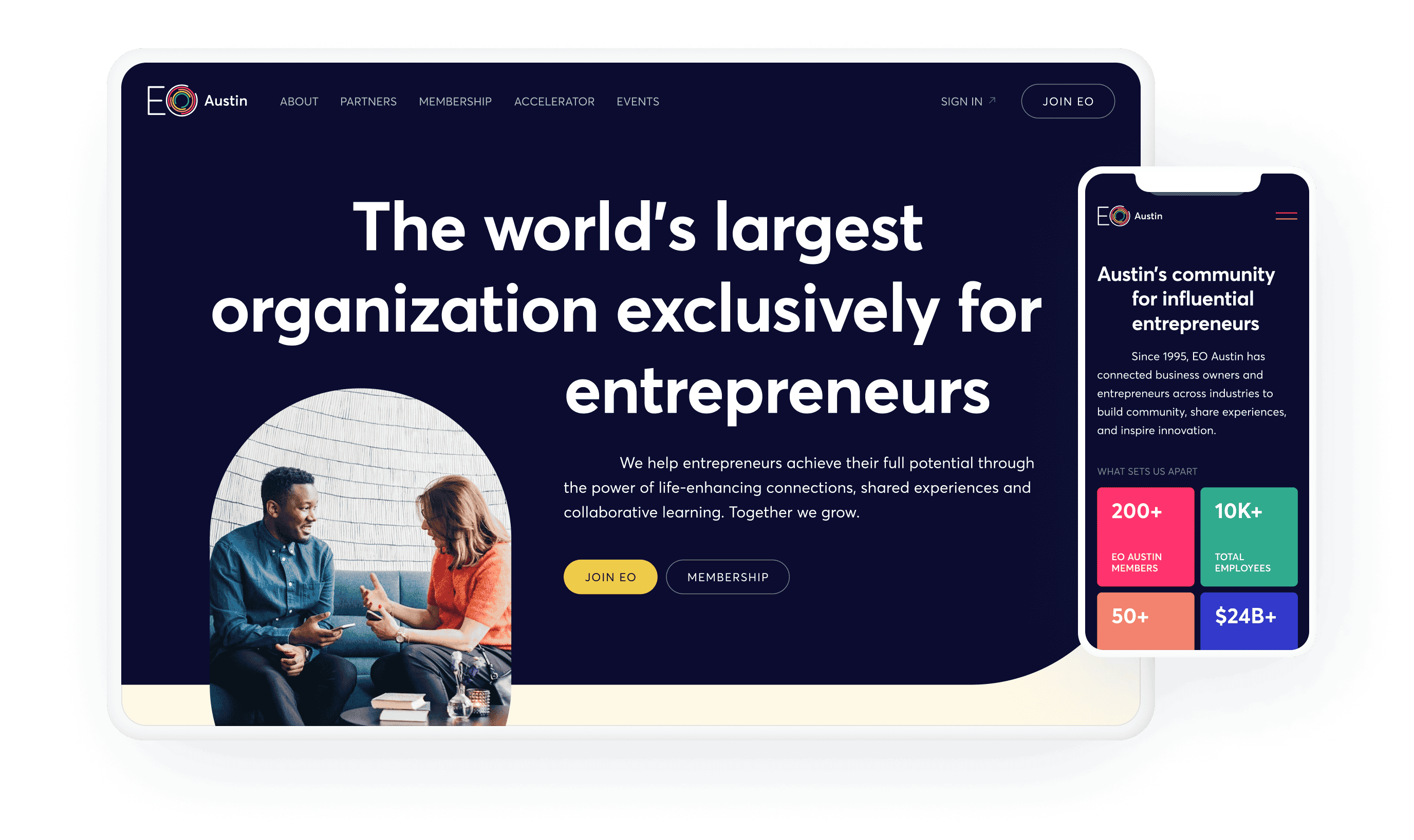 EO Austin Mobile and Desktop View