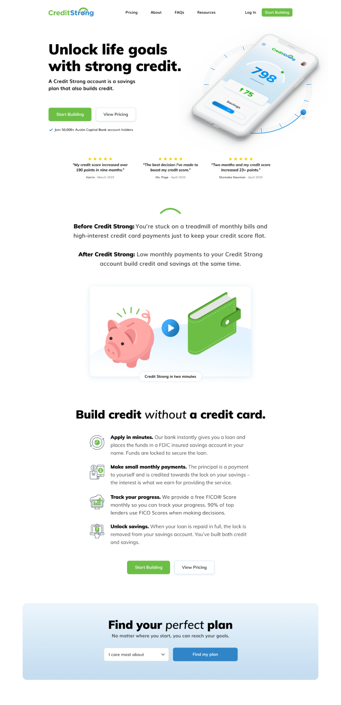 Credit Strong Homepage View